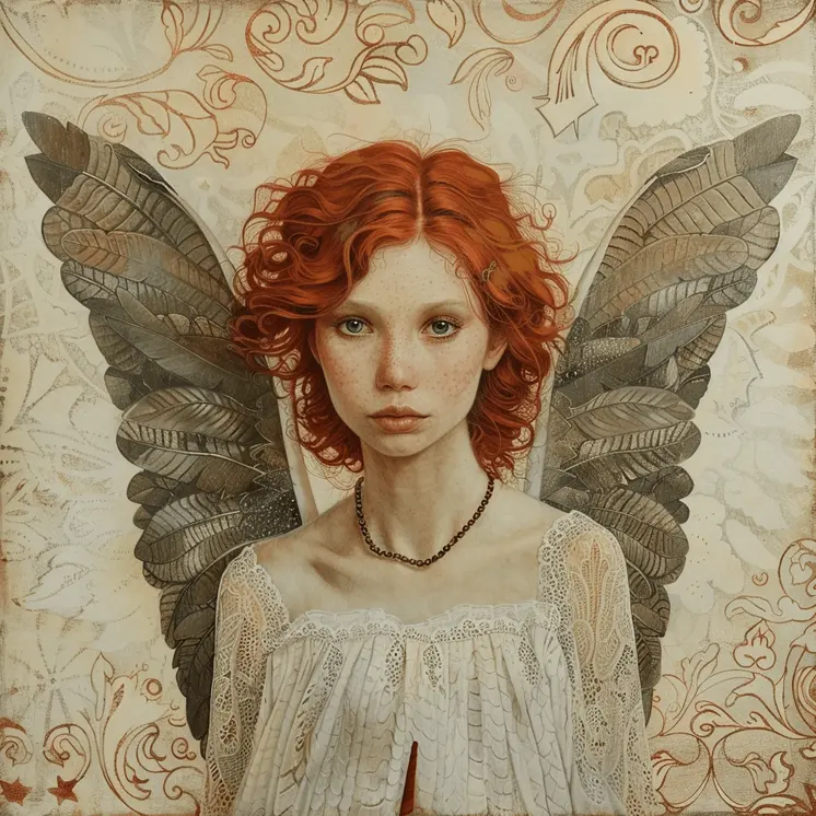 The Angel with Red Hair 8”x8” Art Print
