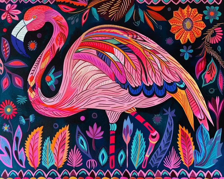 Boho Style Pink Flamingo 8”x10” Art Print