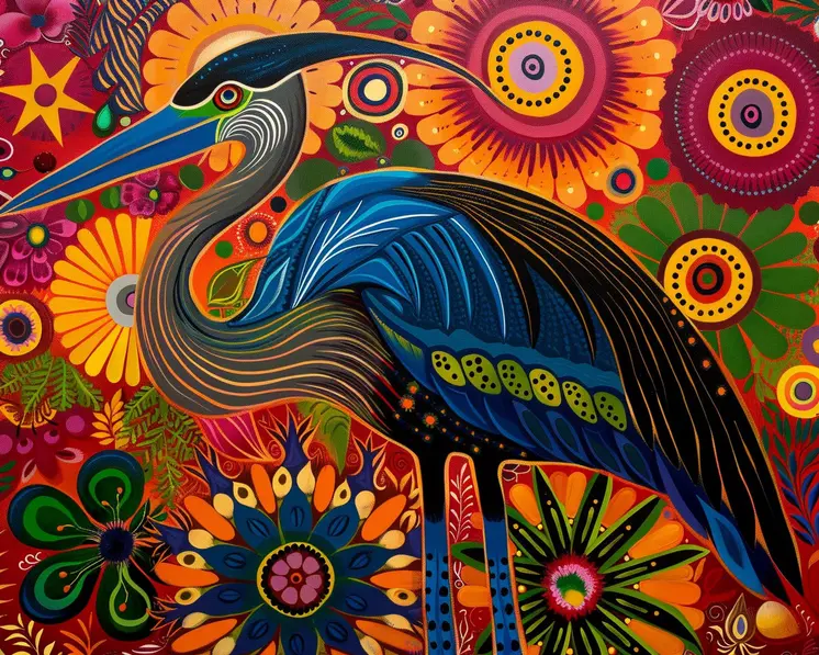 Boho Style Heron 8”x10” Art Print