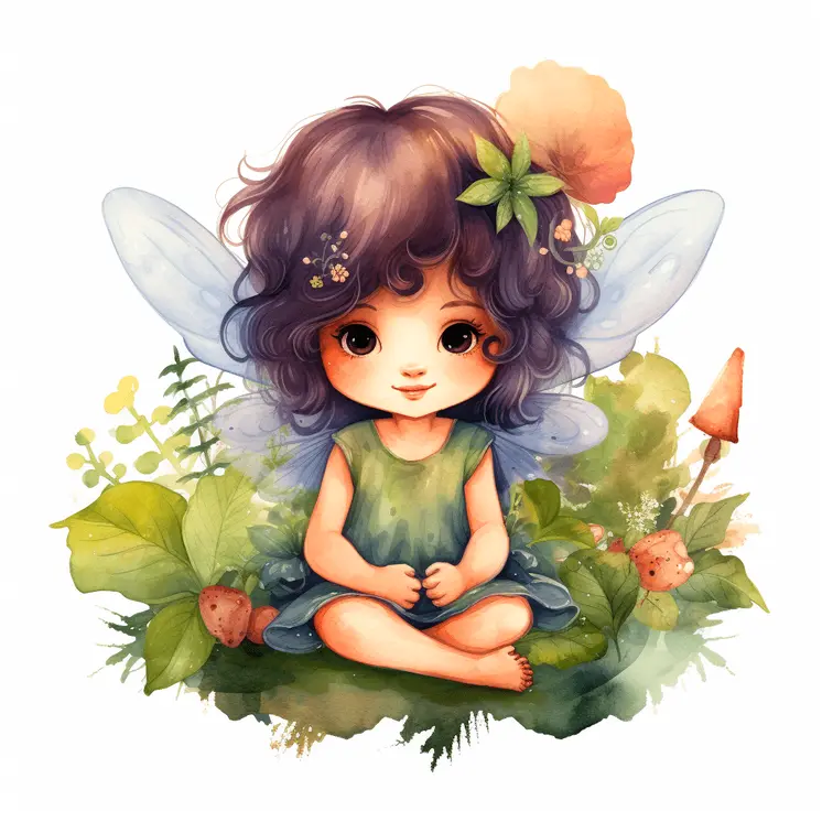 Cute Baby Fairy 8”x8” Art Print
