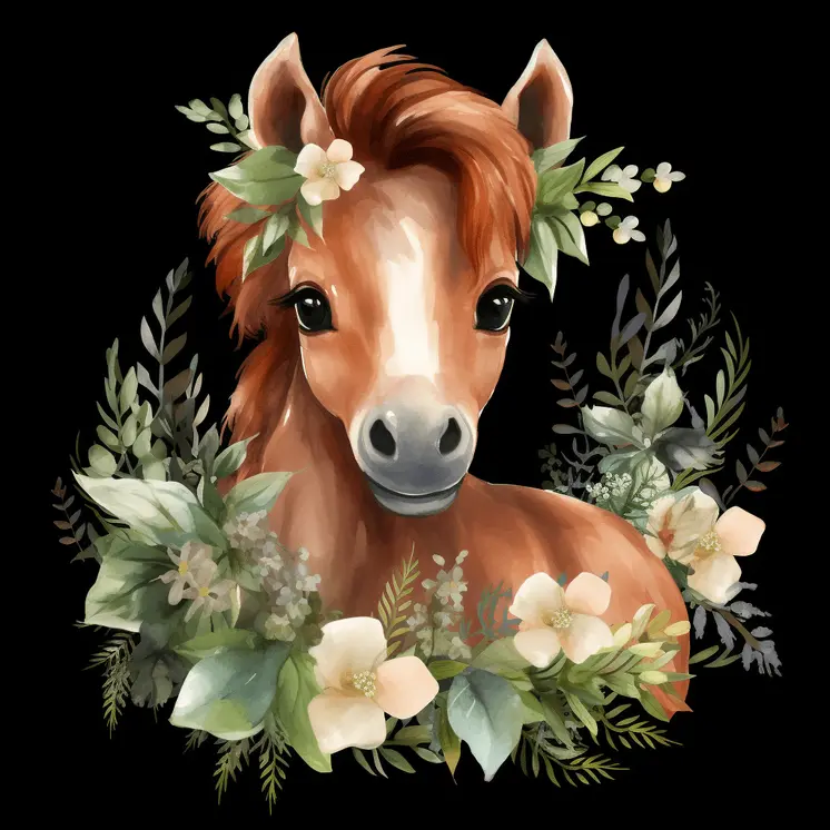 Cute Baby Horse 8”x8” Art Print
