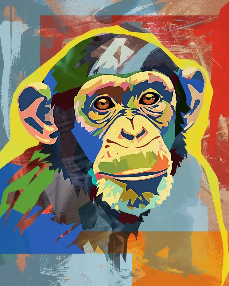 Funny Monkey Collage 8"x10" Art Print