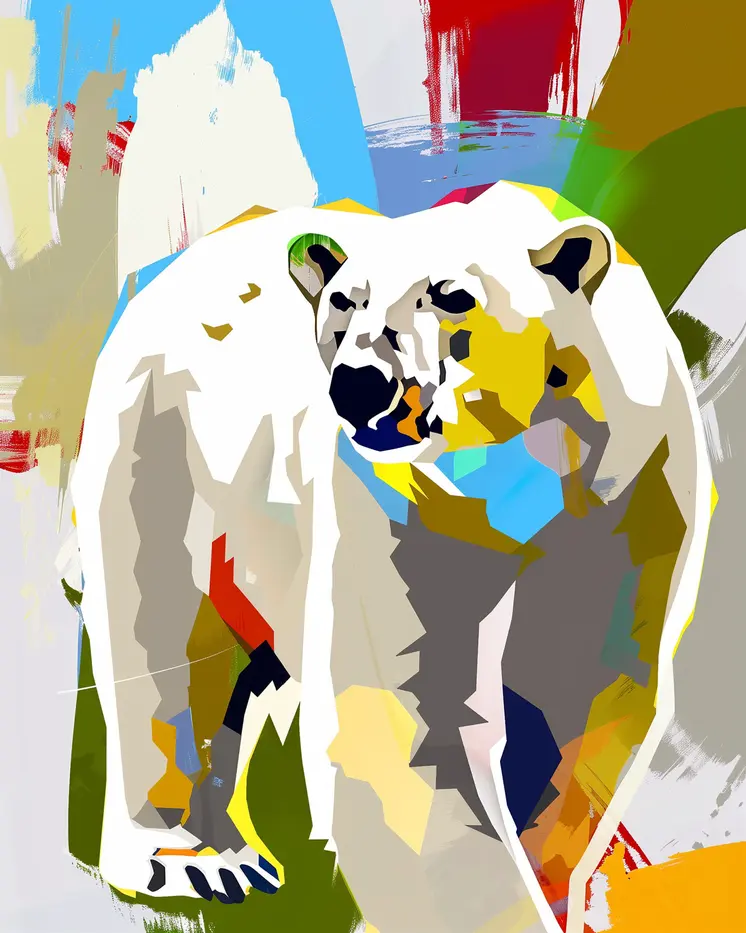 Snowy Polar Bear Collage 8"x10" Art Print