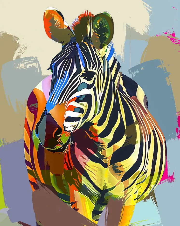 Striped Zebra Collage 8"x10" Art Print