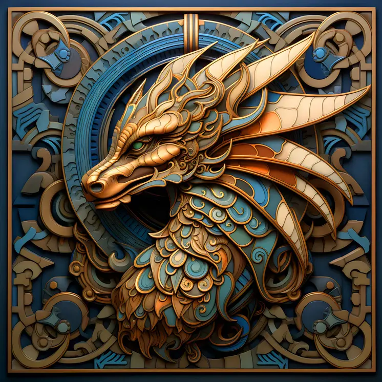 Metalwork Dragon 8”x8” Art Print