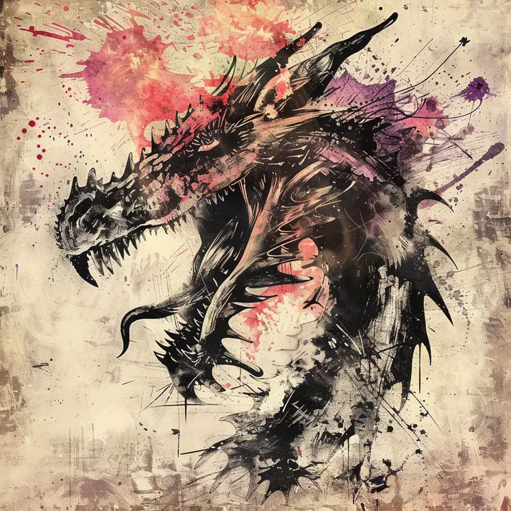 Grunge Dragon 8”x8” Art Print