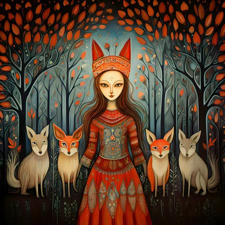 Freya the Goddess Folk 8”x8” Art Print