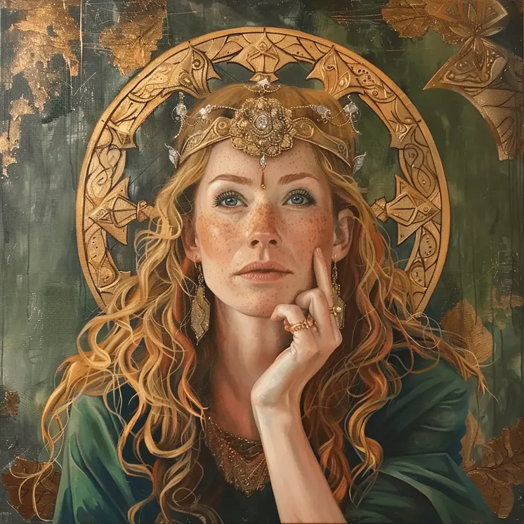 Freya the Norse Goddess Comtemplating Peace 8”x8” Art Print