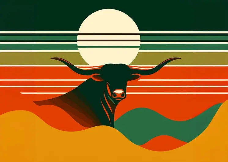 Retro Long Horn 8”x10” Art Print