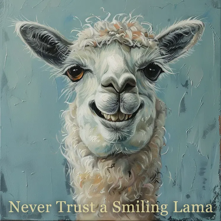 Never Trust A Smiling Llama 8”x8” Art Print