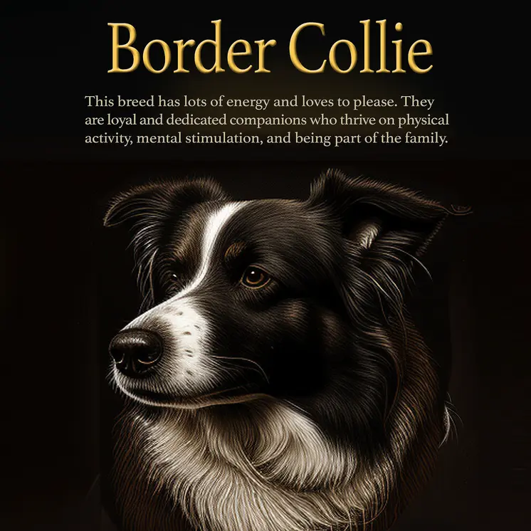 Border Collie Portrait 8”x8” Art Print