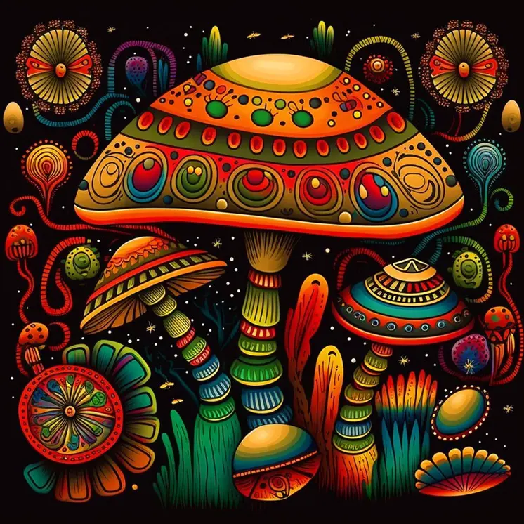 Psychedelic Mushrooms 8”x8” Art Print