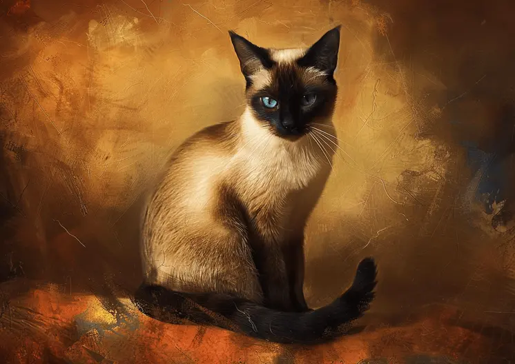 Vintage Golden Siamese Cat 5"x7" Art Print