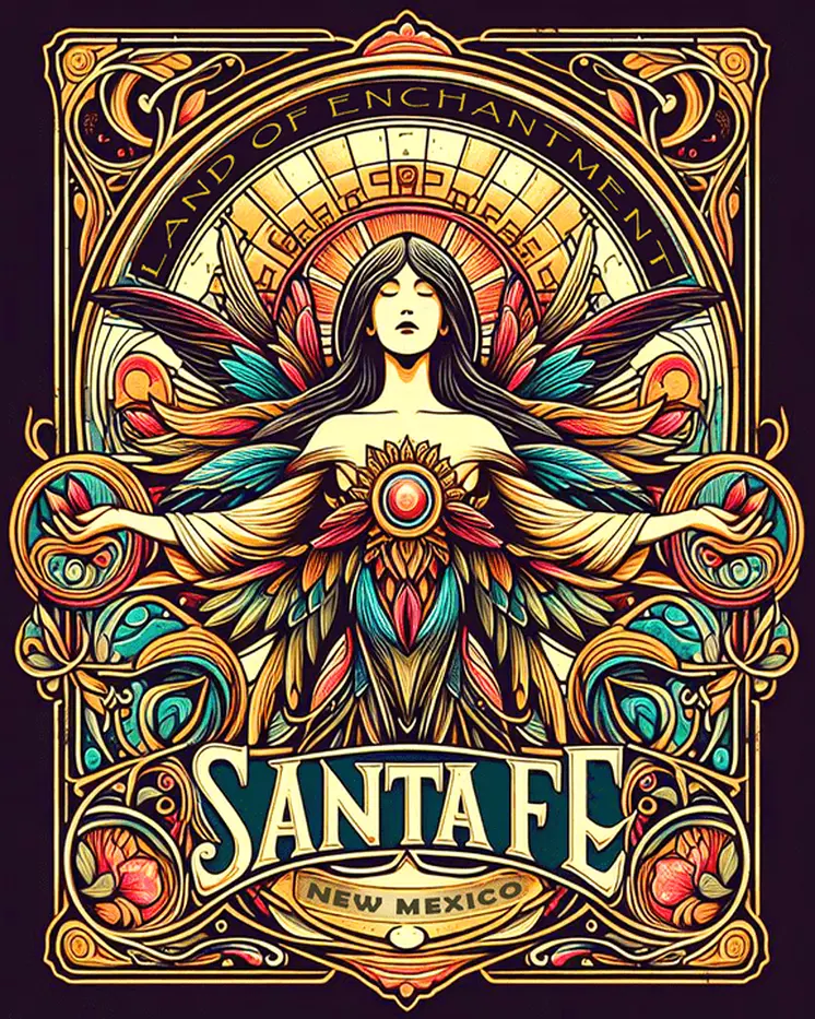 Southwest New Mexico Art Nouveau Santa Fe 8"x10" Art Print