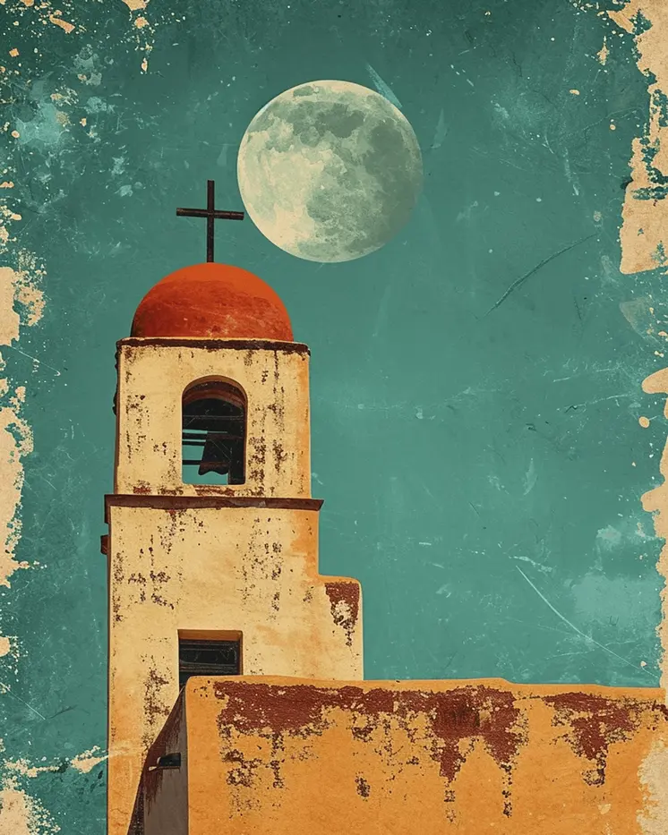 Vintage Southwest New Mexico Early Morning Church Steeple 8"x10" Art Print
