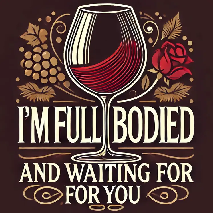 Wine Humor - I'm Full Bodied and Waiting For You 8"x8" Art Print