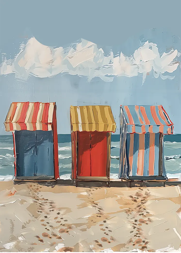 Cabanas on the Beach 8"x10" Art Print