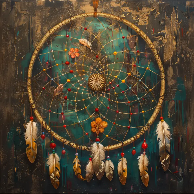 Dreamcatcher on Weathered Wall Art Print