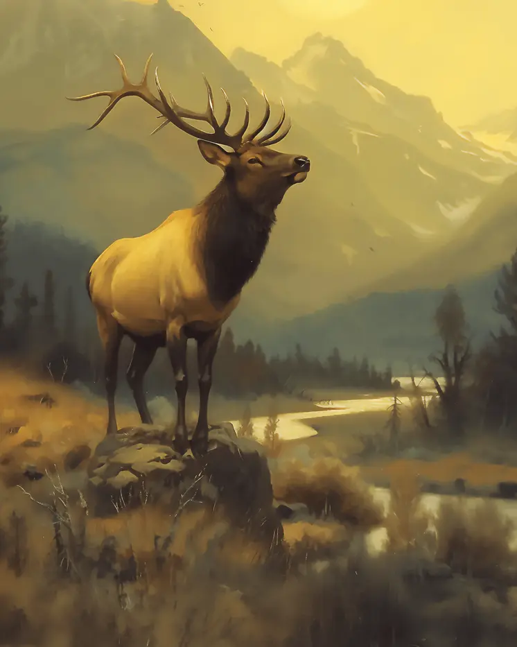 Elk - Mowbi's Wildlife 8"x10" Art Print Collection