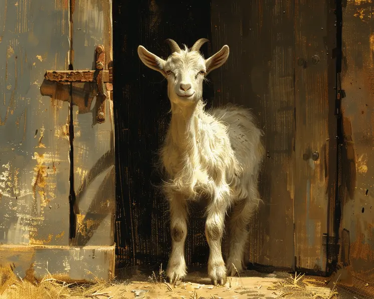 Goat in the Barn Door 8"x10" Art Print