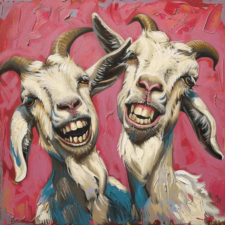 A Couple of Goofy Goats 8"x8" Art Print