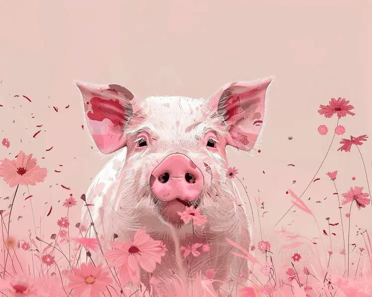 Minimalist Pink Pig 8"x10" Art Print