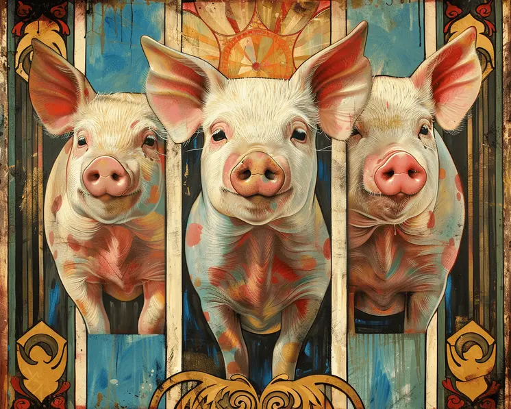 Art Deco Pigs 8"x10" Art Print