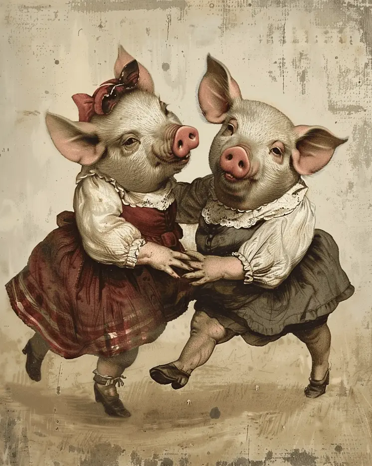 Dancing Pigs 8"x10" Art Print