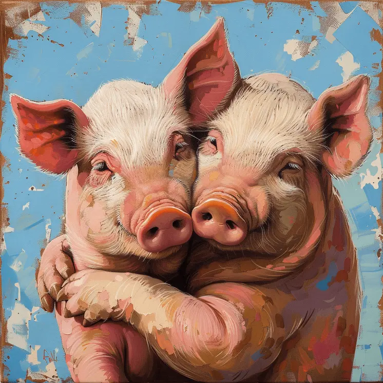Slow Dancing Pigs 8"x8" Art Print