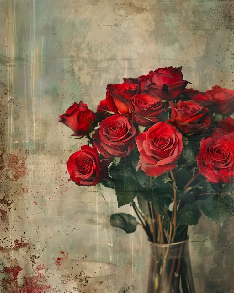 European Roses in Vase 8"x10" Art Print