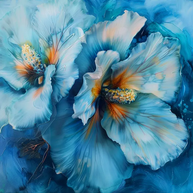 Aqua Marine Floral 8"x8" Art Print