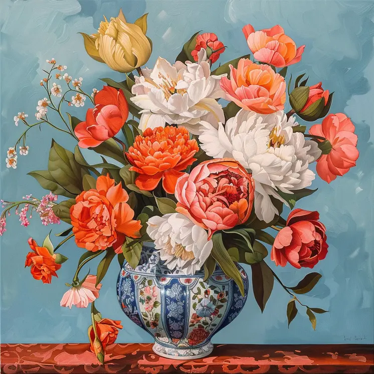 Carnations in Vase 8"x8" Art Print