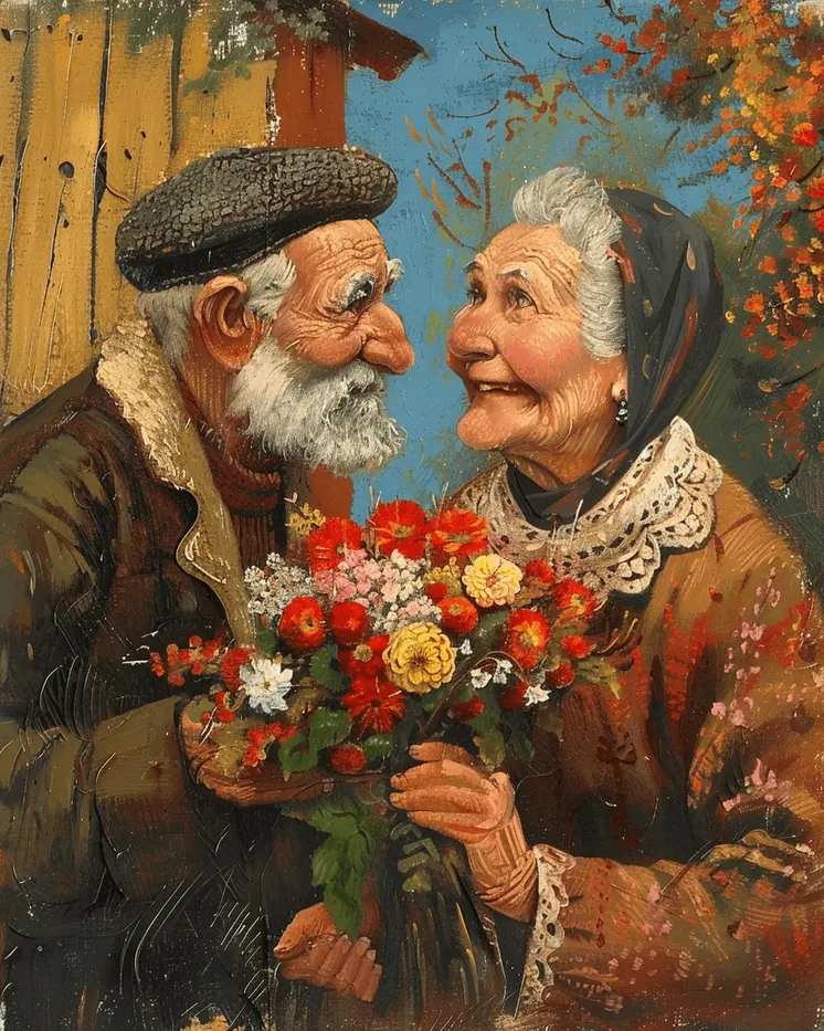 Enduring Love - Folk Art Style - Blooming Together 8"x10" Art Print