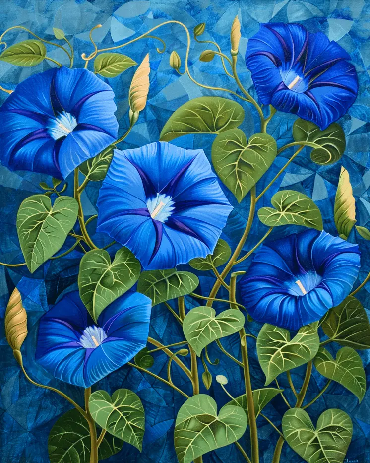 Folk Art Style - Morning Glory Magic 8"x10" Art Print