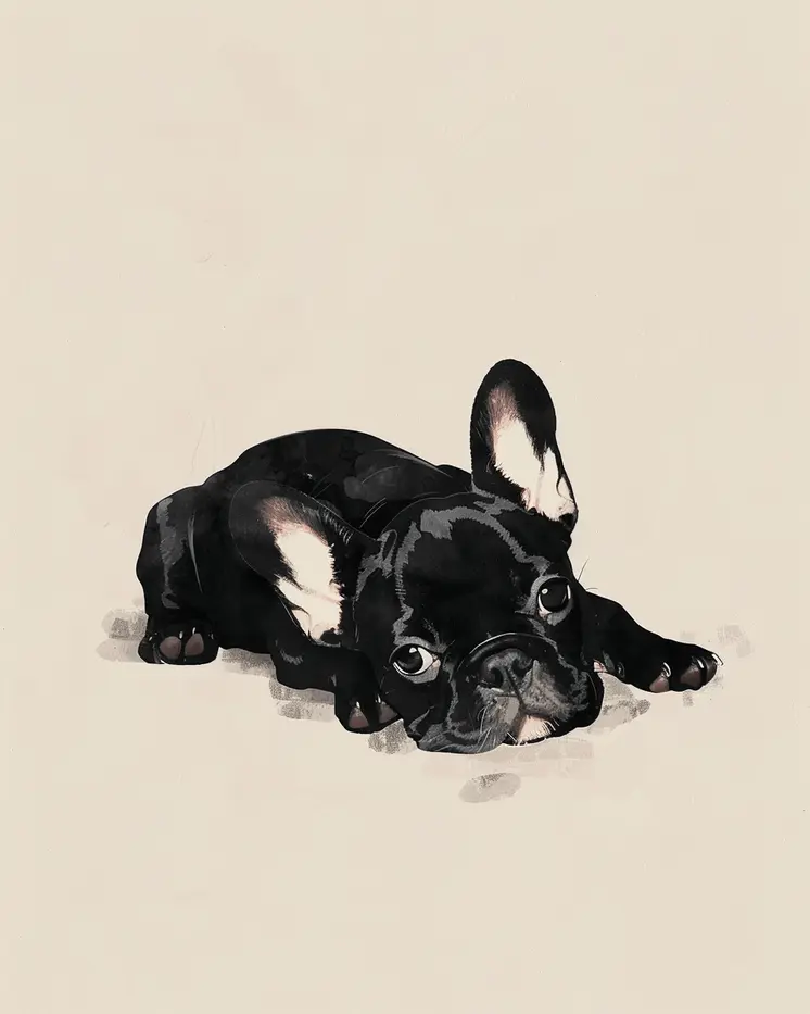 Minimalist French Bulldog Puppy 8”x10” Art Print