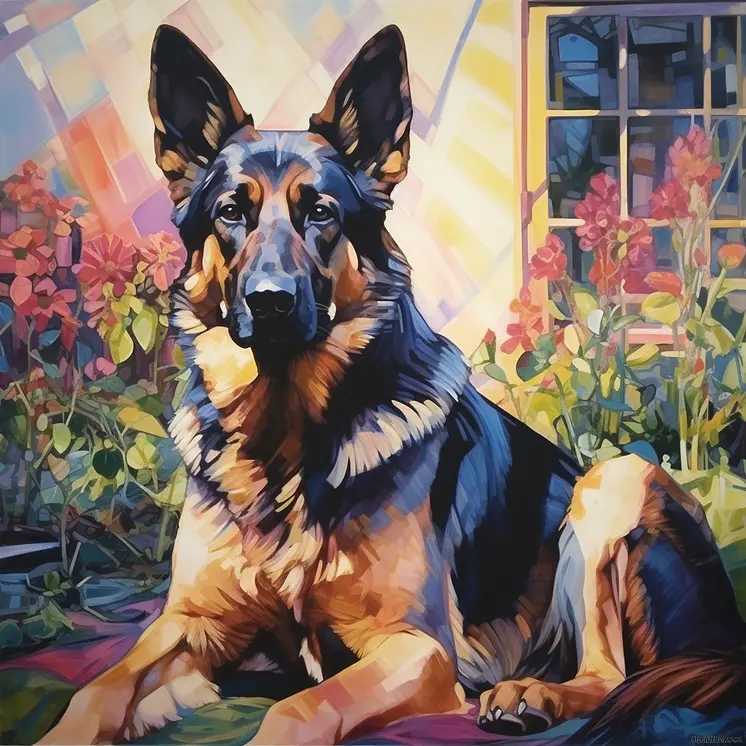 Impressionist German Shepherd 8”x8” Art Print