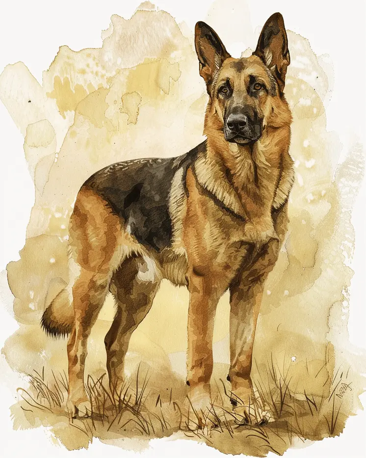 Watercolor German Shepherd 8”x10” Art Print