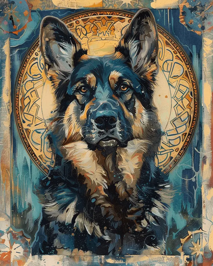 Dark Nouveau German Shepherd 8”x10” Art Print
