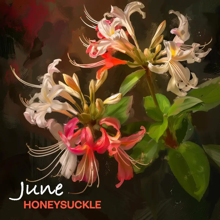 June Honeysuckle Bouquet Birth Flower 8"x8" Art Print