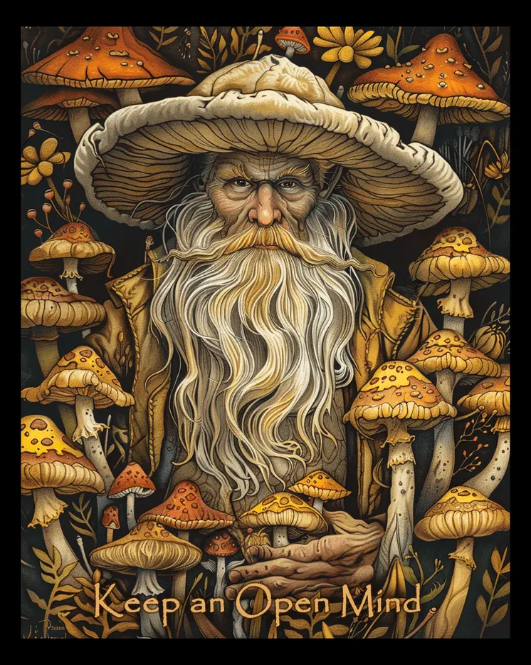 Wizard - Keep an Open Mind 8"x10" Art Print - Mowbi Fantasy Mushrooms Wall Art Collection