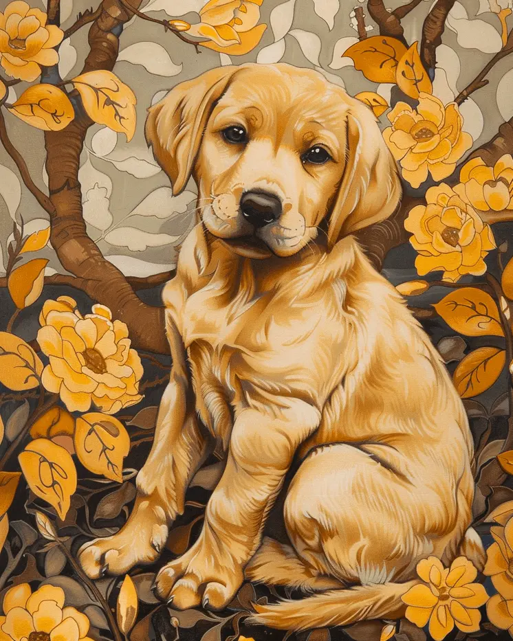 Nouveau Labrador Retriever Puppy 8”x10” Art Print