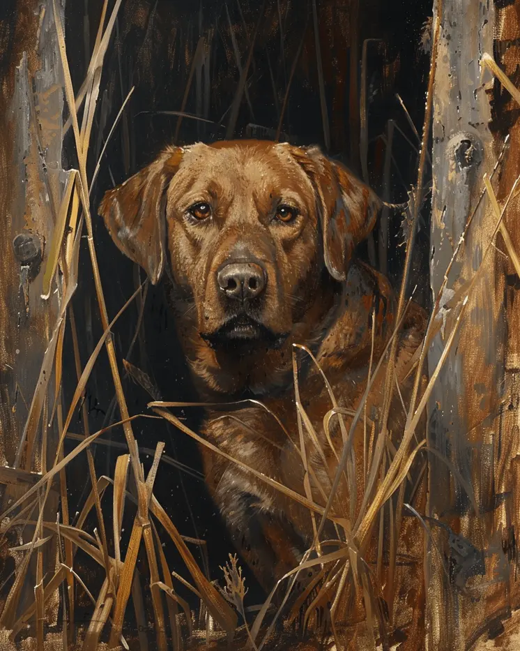 Watching from the Blind Labrador Retriever 8”x10” Art Print