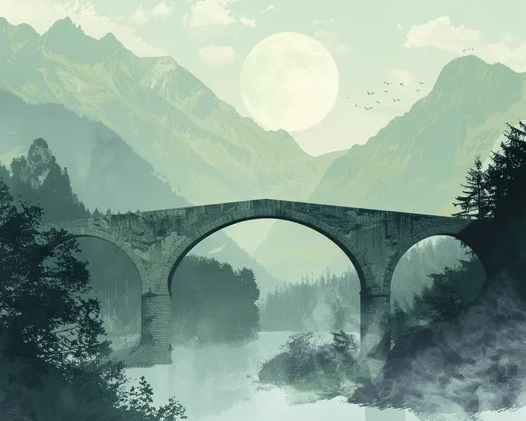 Misty Bridge Landscape 8"x10" Art Print