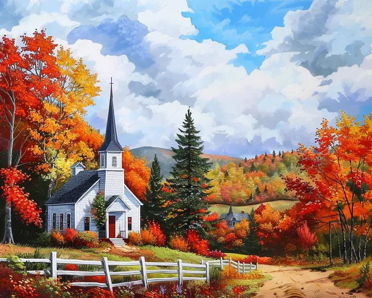 Captivating Church Lighthouse Landscape 8"x10" Art Print