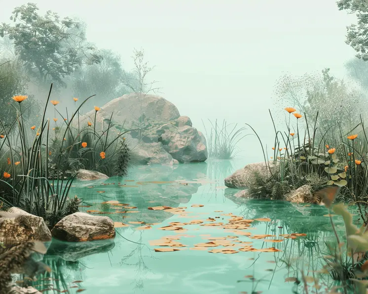 Mesmerizing Turquoise Pond Landscape 8"x10" Art Print