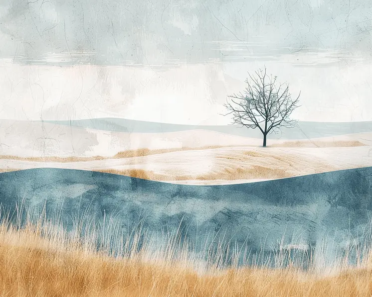 Minimalist Lone Tree Landscape 8"x10" Art Print