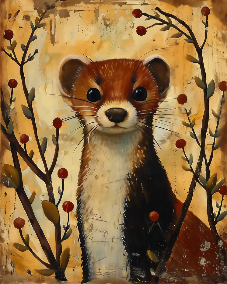 Long-Tail Weasel - Mowbi's Wildlife 8"x10" Art Print Collection