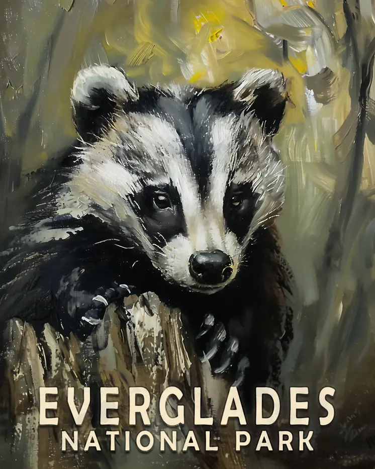 Badger - Everglades Souvenir Home Decor Wall Art Prints – 8″x10″ Artwork – 11″x14″ Matte