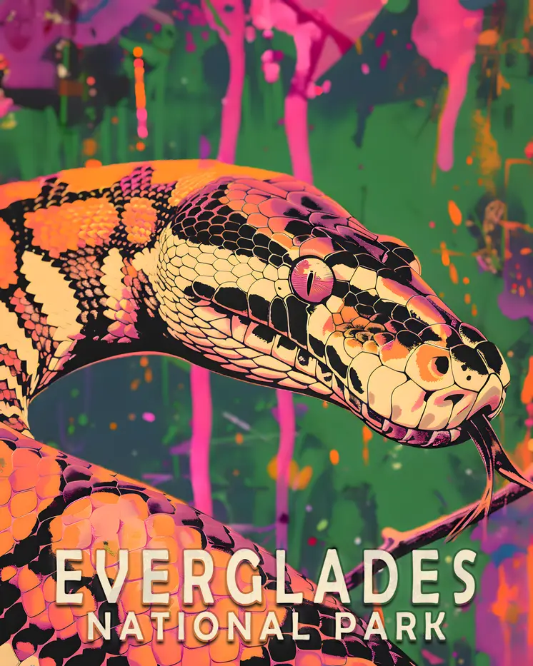 Pop Art Python - Everglades Souvenir Home Decor Wall Art Prints – 8″x10″ Artwork – 11″x14″ Matte