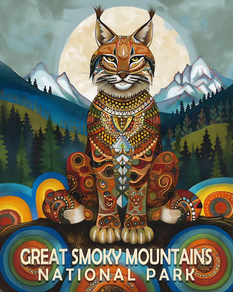 Bobcat - Smoky Mountains Souvenir Home Decor Wall Art Prints – 8″x10″ Artwork – 11″x14″ Matte